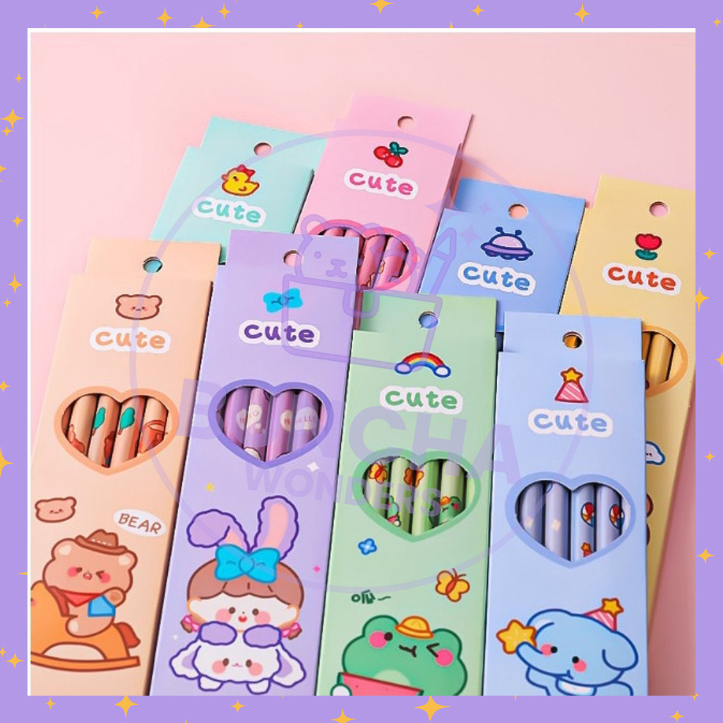 

BW - Pensil Set Isi 6 Pcs Pensil Kayu Lucu Motif Karakter Kartun Import Viral Murah