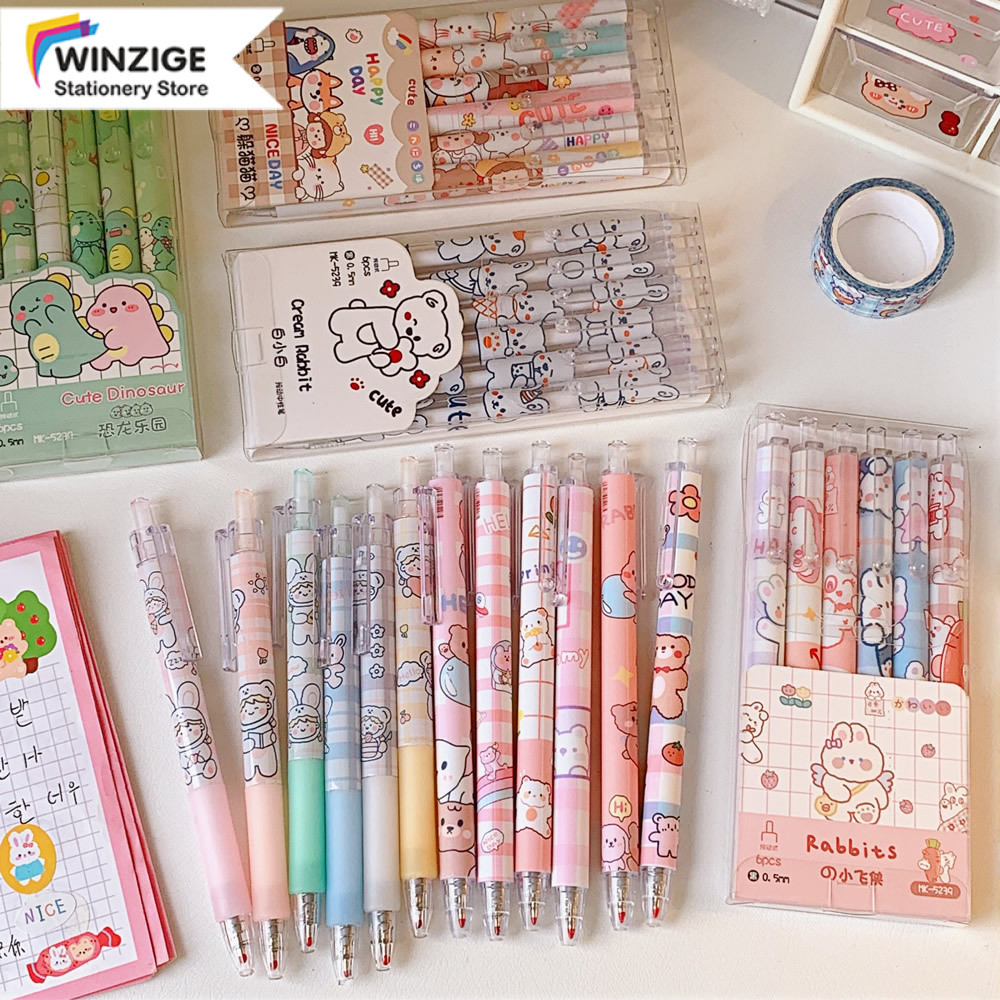 

Winzige 6pcs pulpen gel set pena pen lucu 0.5mm pulpen aesthetic gel pen pulpen 1 pack mekanik pulpen tinta hitam alat tulis stationery bulpen bolpen