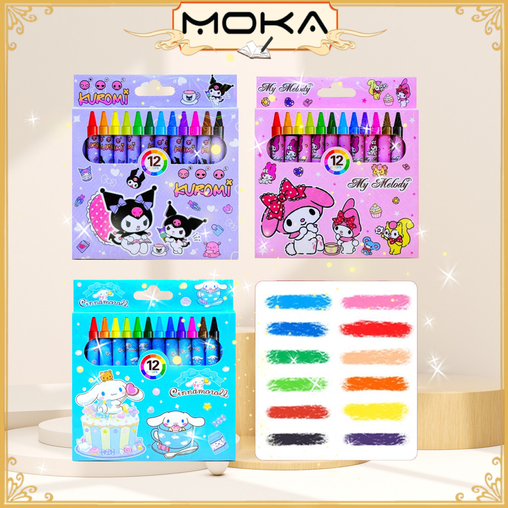 

MOKA KRAYON PASTEL OIL ISI 12 WARNA MOTIF KARTUN JEPANG KAWAII MKP64