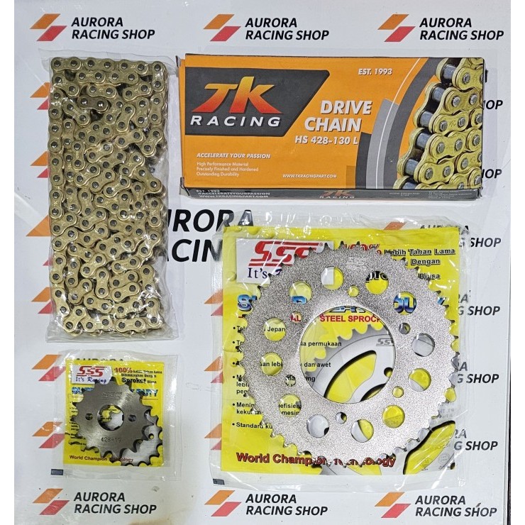 GEAR SET SSS VIXION NEW/ NVL & RANTAI TK 428 HS GOLD - 16, 43