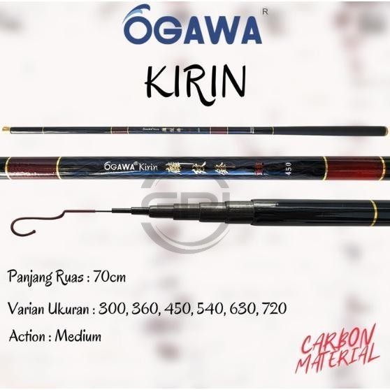 GPJ Joran Tegek Ogawa Kirin 300 360 450 540 630 720 Walesan Atau Tangkai Pancing Tegeg Ruas Panjang 