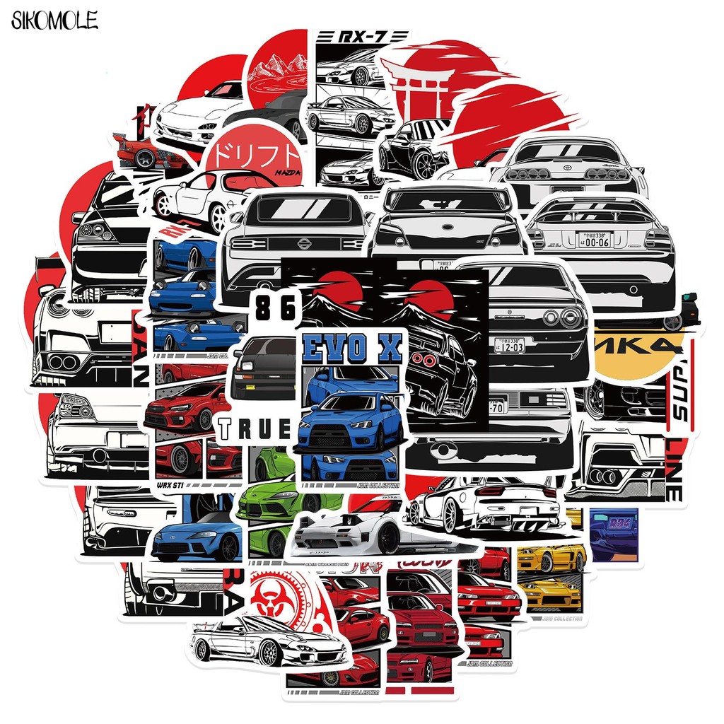 

10/30/50PCS JDM Japan Retrofit Racing Car Stickers DIY Toys Luggage Skateboard Diary Laptop Decals Pegatinas Graffiti Sticker F5