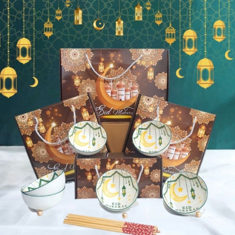 KLIMAUSHOP Mangkok Lebaran Idul Fitri 2025 / Hampers Idul Fitri Mangkok Keramik Set/ Hampers idul fi