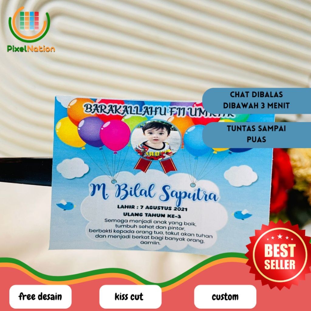

PiNat Cetak Sticker Ulang Tahun Anak Free Desain Stiker Label Birthday Ulang Taun Undangan Custom