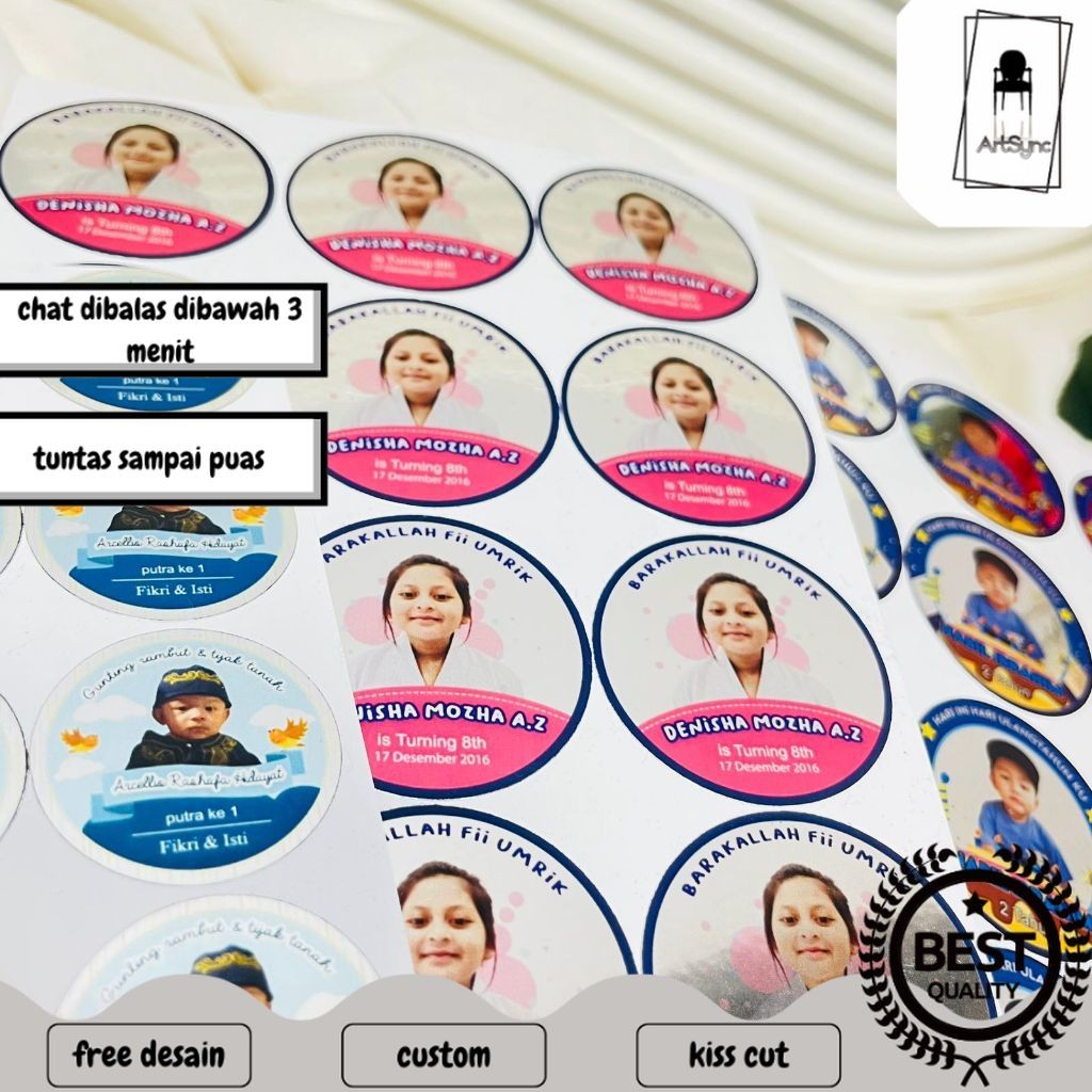 

Syncart 2-4 Stiker Gold/Silver Ulang Tahun Anak Bentuk Bulat Label Sticker Undangan Happy Birthday