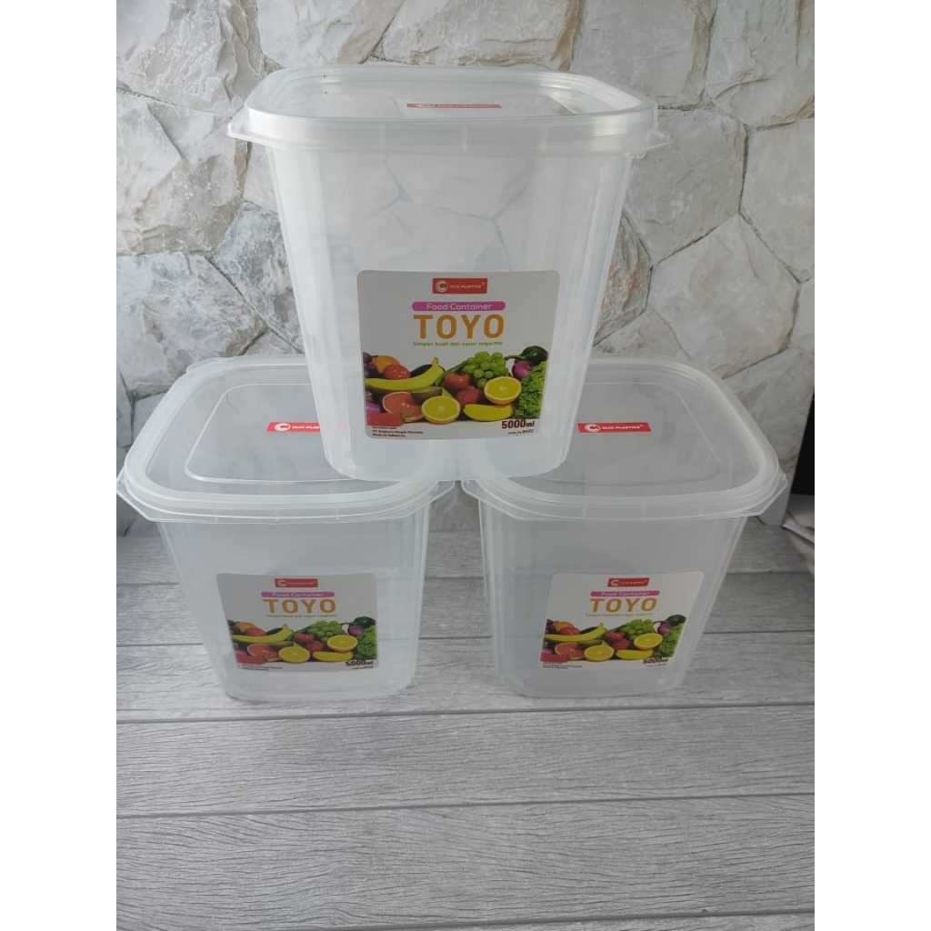 3 Pcs wadah makanan toples Plastik 5 Liter Toples clio 5000 ml / food container segi / toples Toyo /