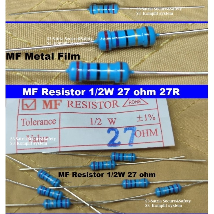 MF Resistor 1/2W 27 ohm 27R 27ohm R 27Rohm 0.5w 0,5W 1/2watt 27r 1/2 w
