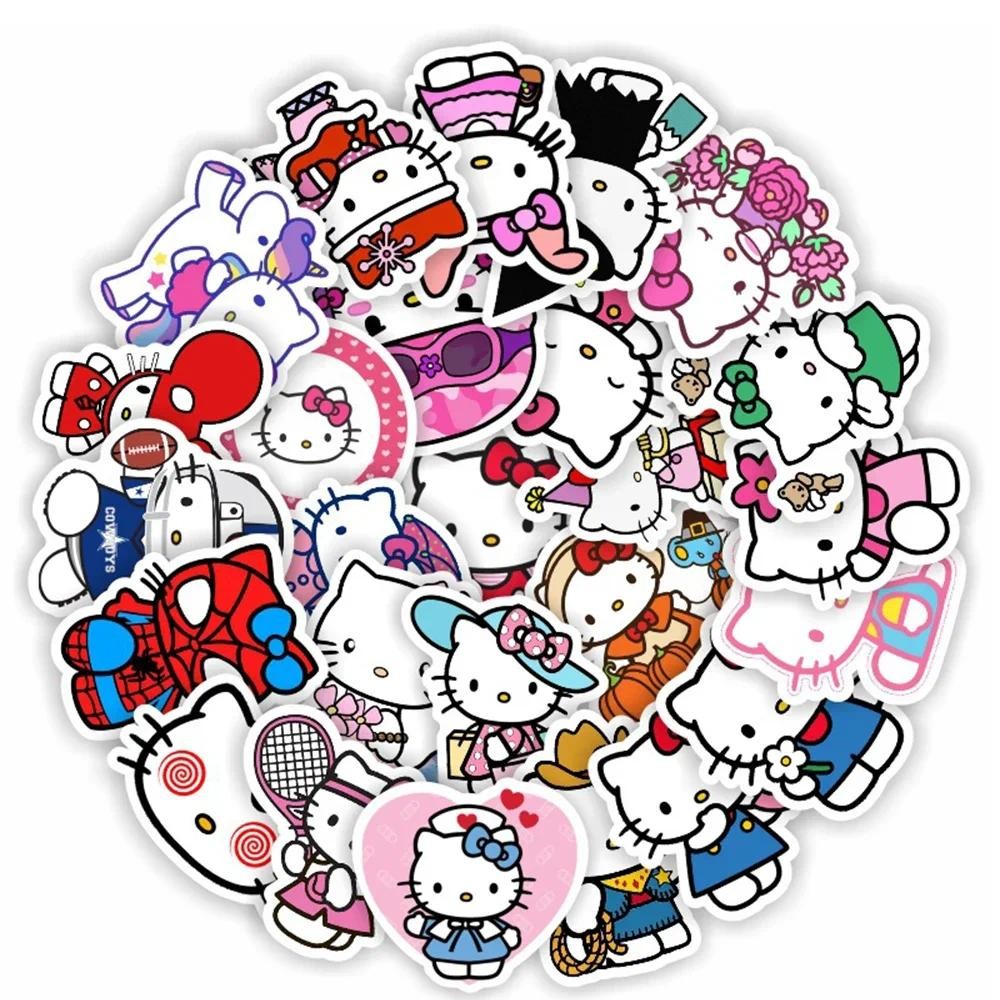 

50/100PCS Hello Kitty Cute Anime Stickers Graffiti Decals DIY Phone Fridge Laptop Sticker Decoration Classic Toys
