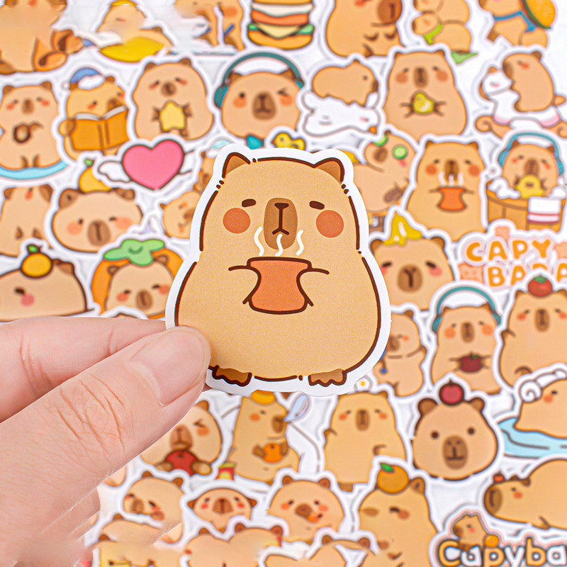 

50Pcs Cartoon Capybara Graffiti Stickers Creative Funny Fashion Decorative Scrapbook Sticky Phone Child Stickers
