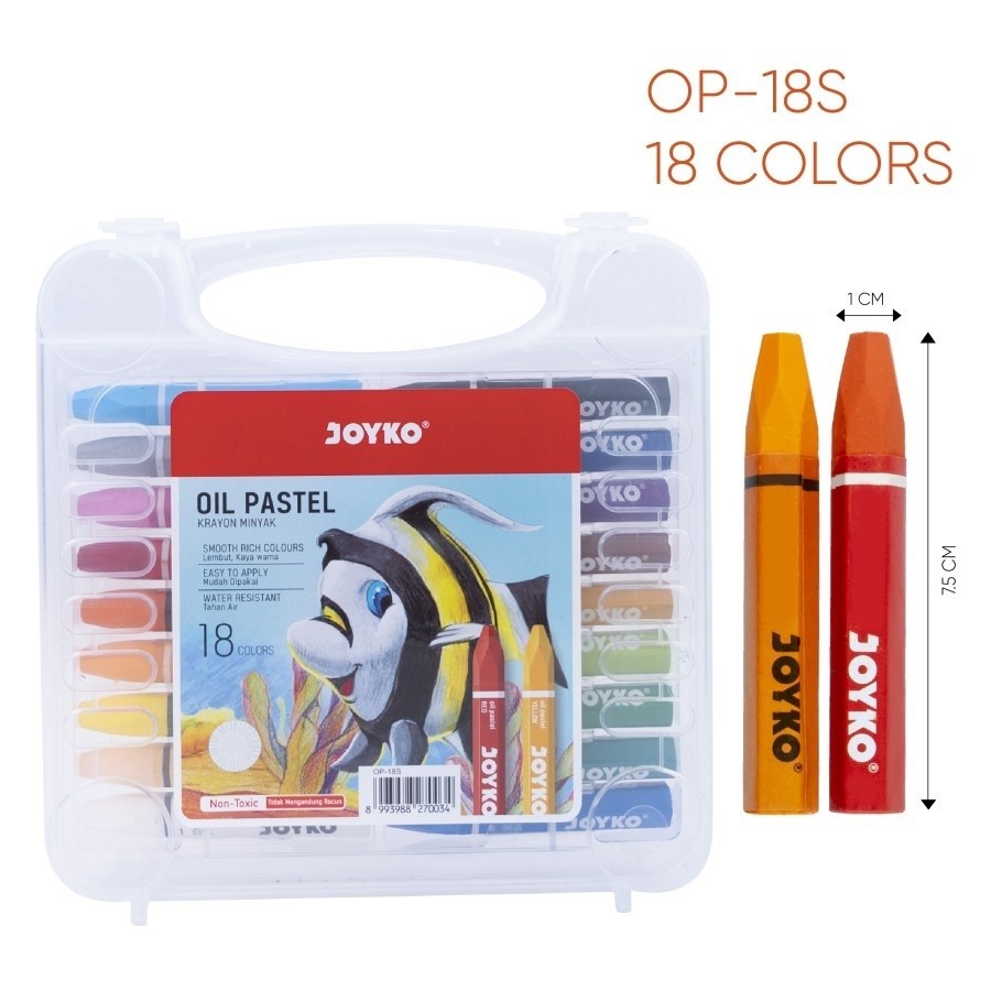 

(COD) CRAYON JOYKO DAN PASCOLA ISI 18 WARNA/ Krayon/ Oil Pastel