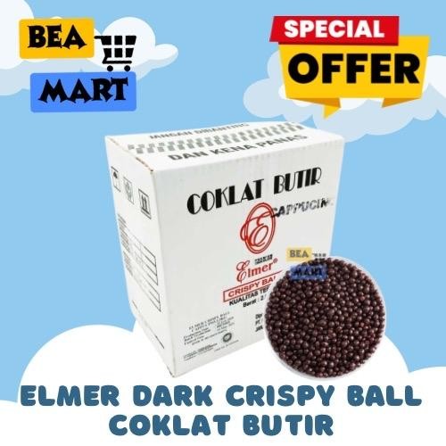 

Elmer Crispy Ball DARK 1 Dus 2,5kg | Butiran Cokelat / Coklat Butir Bulat / Topping Donat Coklat Bola Krispi 1 Karton 2,5 kg
