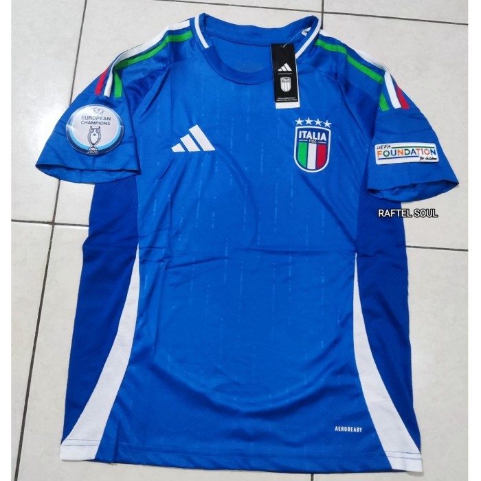 JERSEY BAJU BOLA ITALIA ITALY HOME 2024 + PATCH EUROO GRADE ORI - S