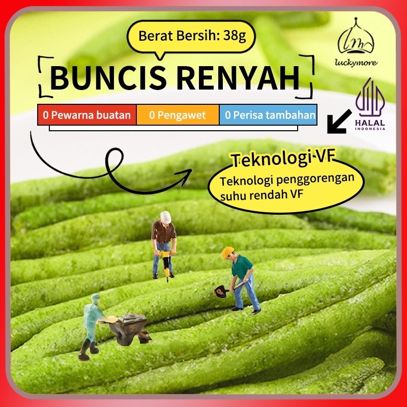 

[Luckymore] HALAL Buncis Renyah 38g - Keripik Buncis, Keripik Sayur, Cemilan Sehat Rendah Kalori, Buncis Crispy