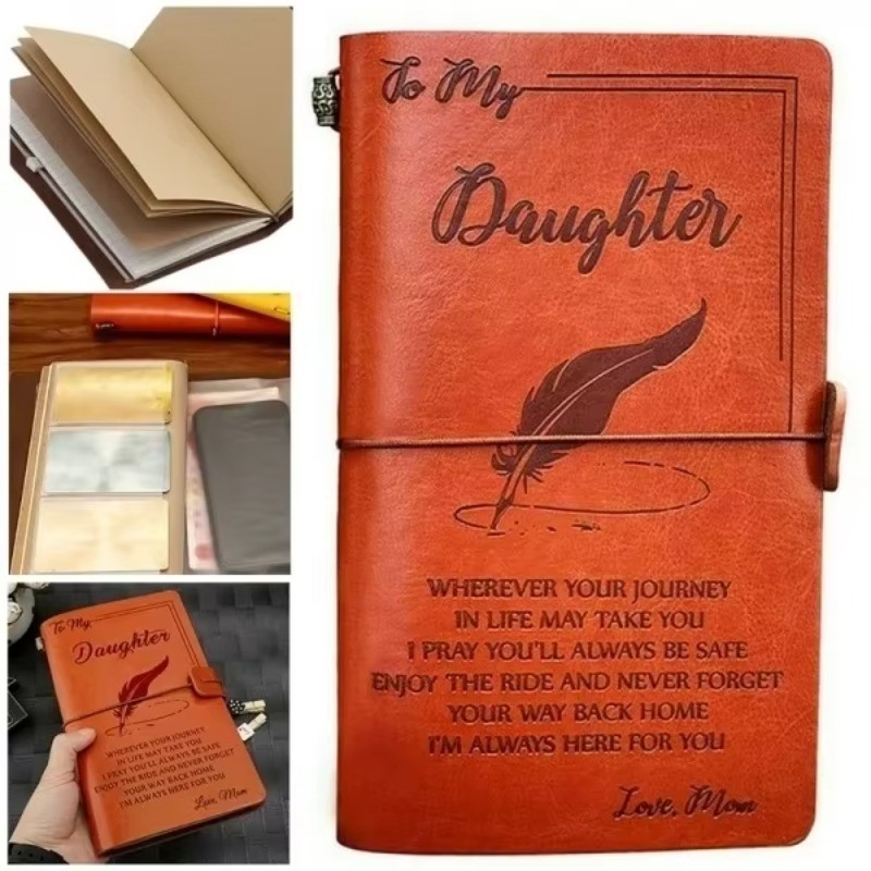 

New To My Daughter Where Ever Mom Love Dad Leather Business Journal Notebook Diary Stationery School Office Writing Supplies