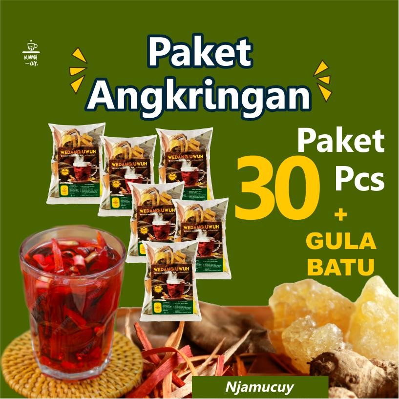 

30 Pcs Paket Angkringan Wedang Uwuh Khas Jogja Minuman Herbal Lengkap Gula Batu JSR Daun Teh Sehat