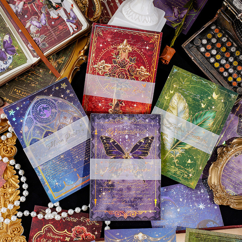

18 Sheets/pack Bronzing Dream Secret Series Junk Journal Material Paper Dark Magic Scrapbooking Decorative Background Collages