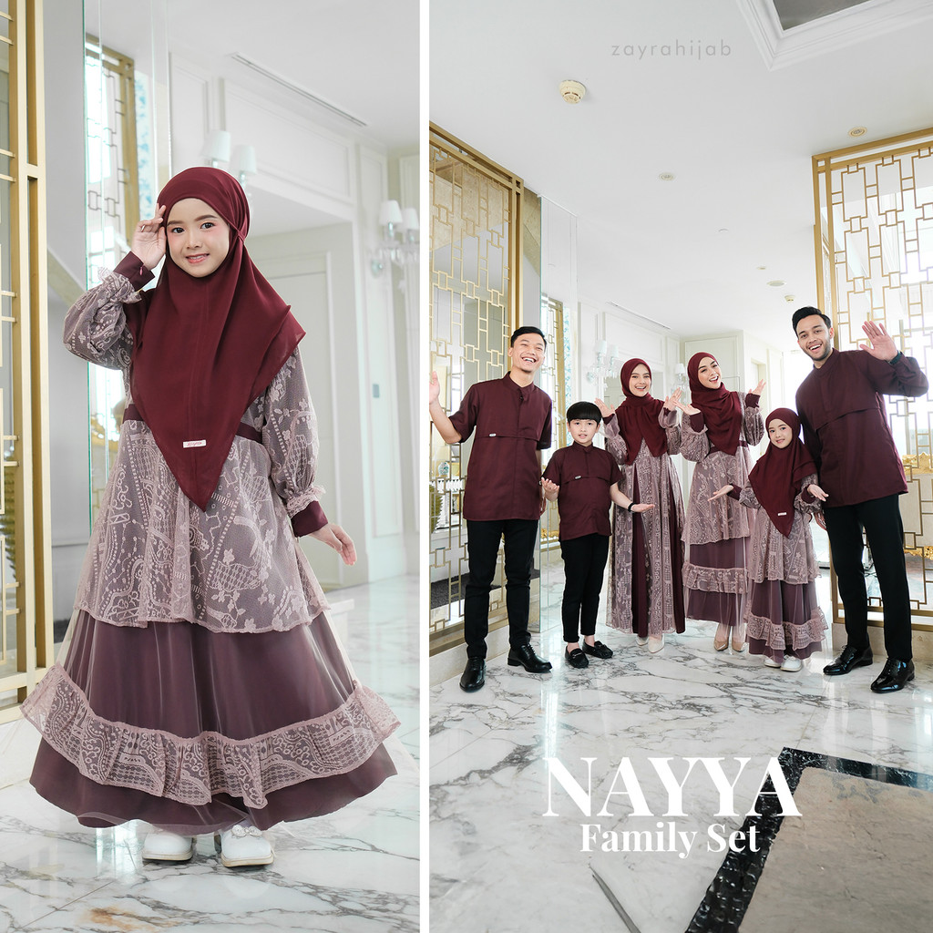Zayra Hijab - Nayya Eid Series A - Gamis Anak Perempuan 0-12Tahun Brokat Tile Elegan Premium Terbaru