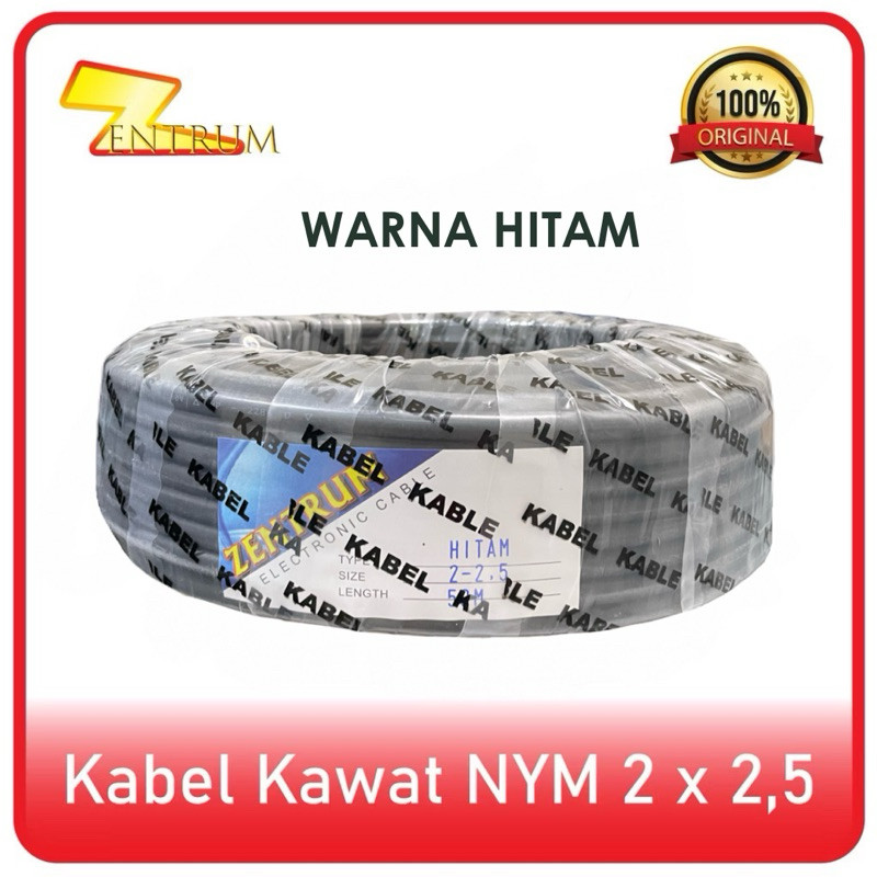 Kabel Listrik Kawat NYM 2 x 2,5 (50 Meter) WARNA HITAM
