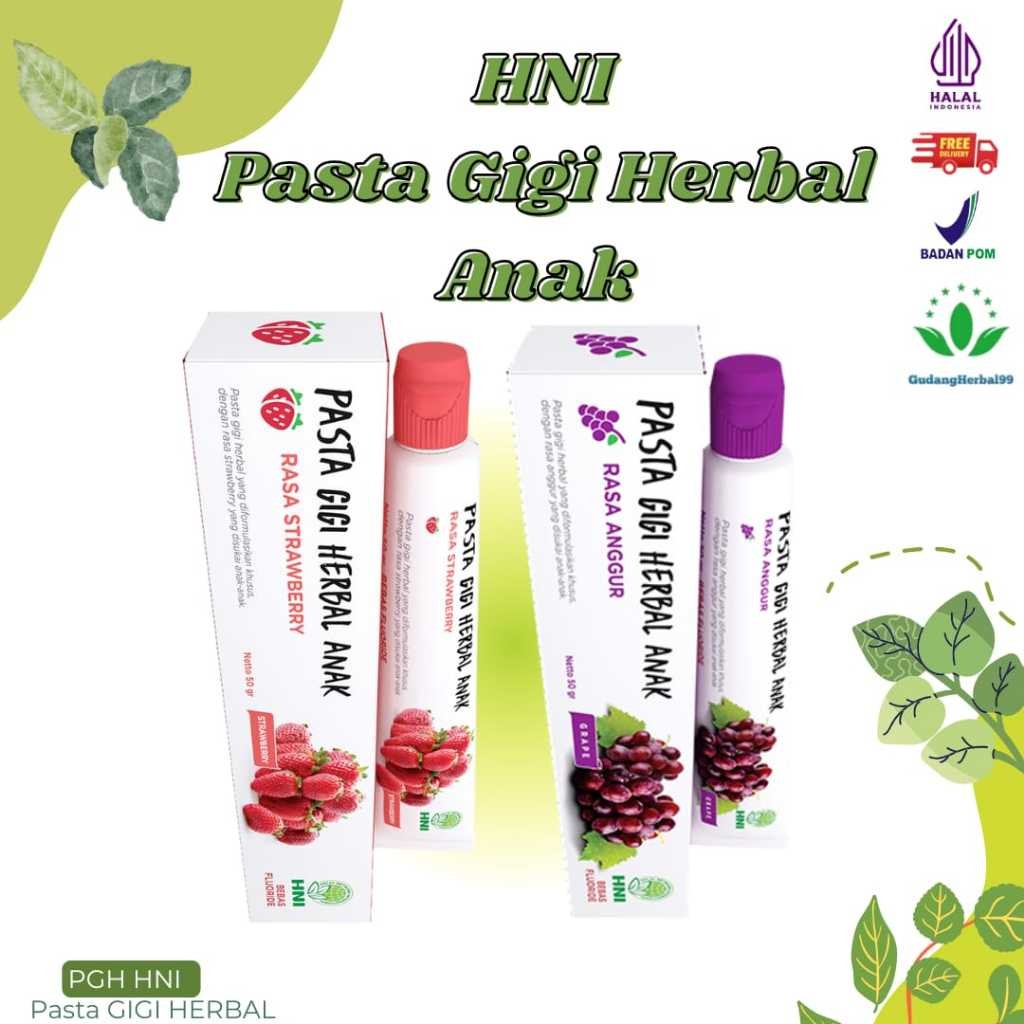 

GARANSI HNI Pasta Gigi Herbal Anak - Pasta Gigi Untuk Anak Rasa Strawberry & Anggur 50 gr