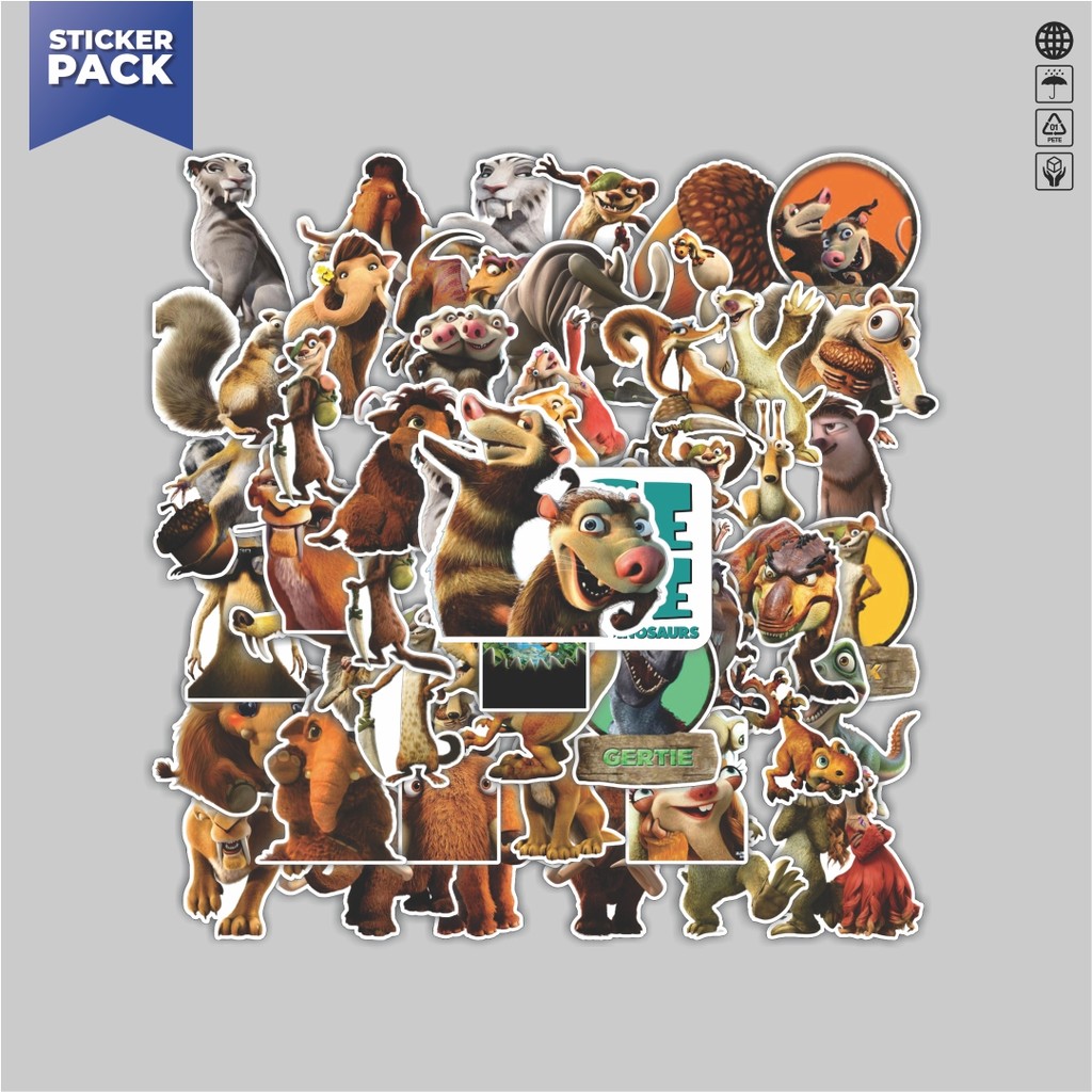 

[100PCS]Stiker Pack Stiker Kartun Ice Age : Dawn of the Dinosaurs Aesthetic Vinyl Anti Air Dekorasi Sticker Laptop Buku Journal Koper Helm Casing HP Gitar Helm Skateboard