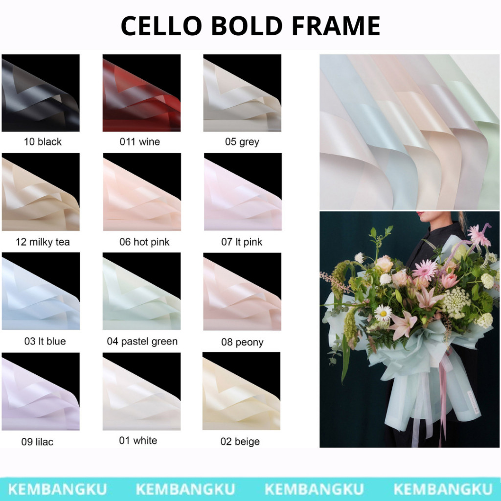

(pack)Kertas Buket Cellophane Bold Frame/kertas buket Macaron Flower Wrapping 20 lembar