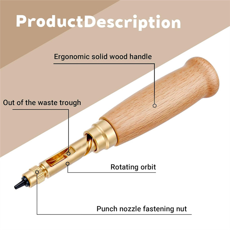 

LLCS-Japanese Screw Punch Adjustable Leather Hole Punching Tool Wood Handle Belt Hole Puncher Hollow For Sewing Leather