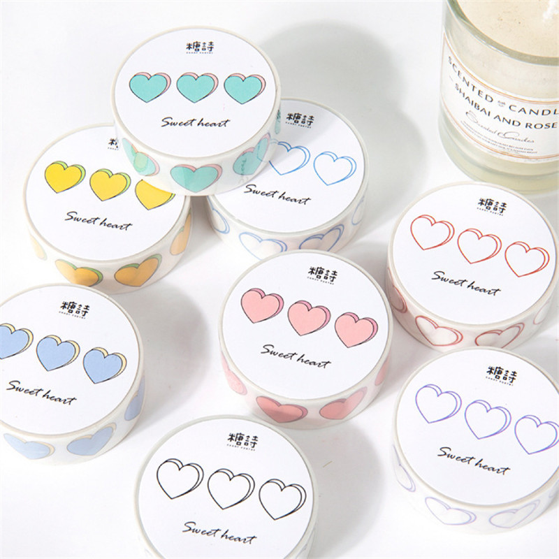 

15mm*5m Basic Love Series Washi Tape Heart Adhesive Tape DIY Scrapbooking Sticker Label Japanese Masking tape