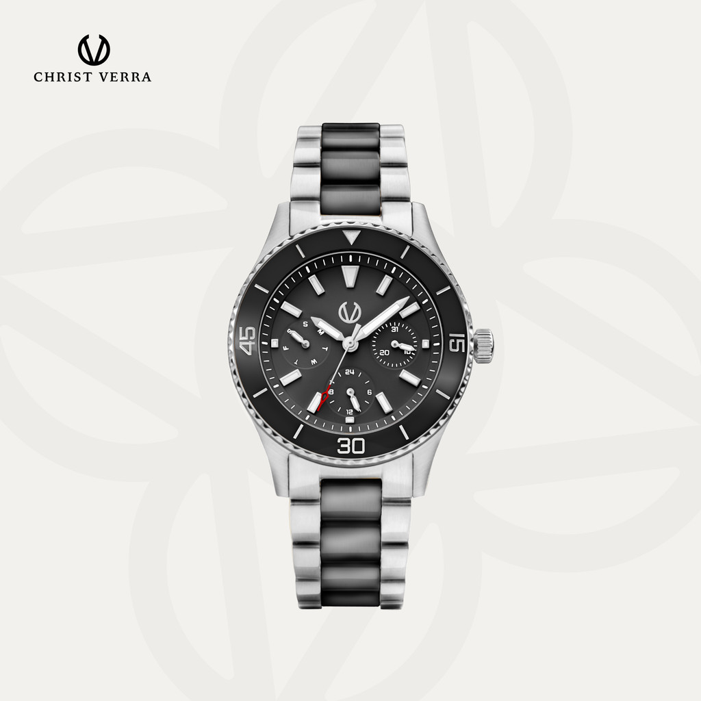 Christ Verra Casual Women's Watches Jam Tangan Wanita Tali Rantai Lady Bold  CV 12351L-50 BLK