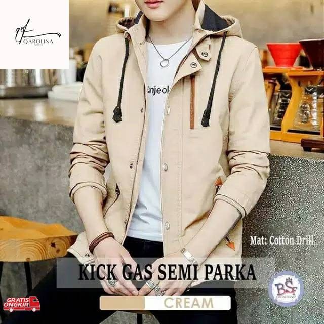 Baju Pria Terkini / Jaket Kickgas Pria/ Jaket Korea /Jaket Semi Parka Korea /Jaket Cowok Korea/ Jake