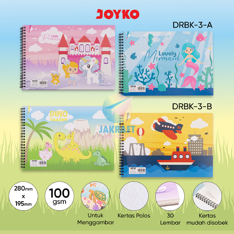 

Buku Gambar A4 JOYKO DRBK-3-A Cewek Girl / DRBK-3-B Cowok Drawing Book Jilid Spiral Tebal 100 Gsm Gram