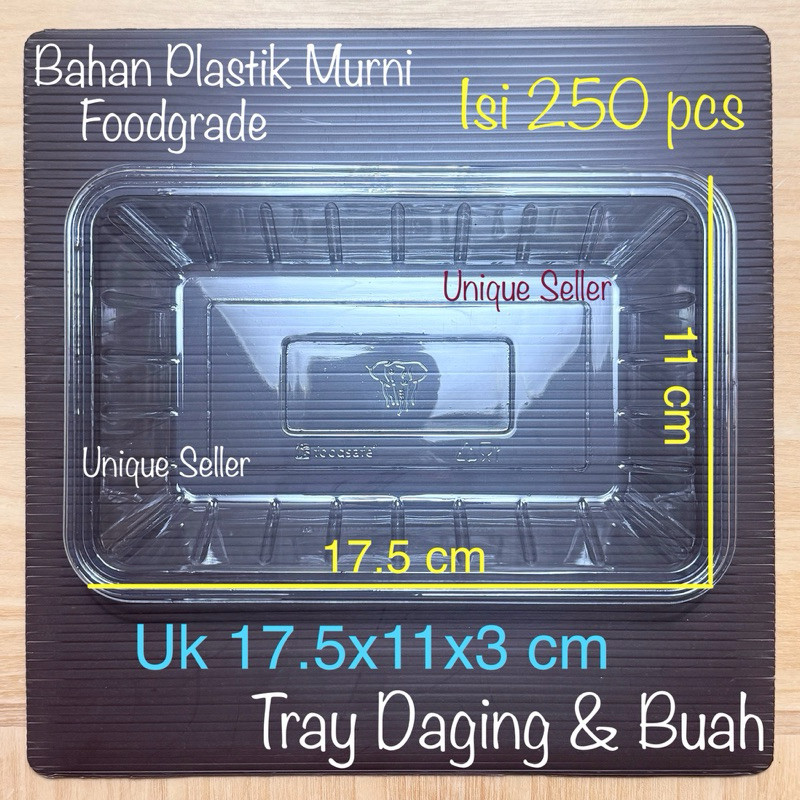 [Isi250] Tray Buah & Daging Plastik Bening TX 17.5x11x3 cm Sekali Pakai / Tray Buah Plastik Bening /
