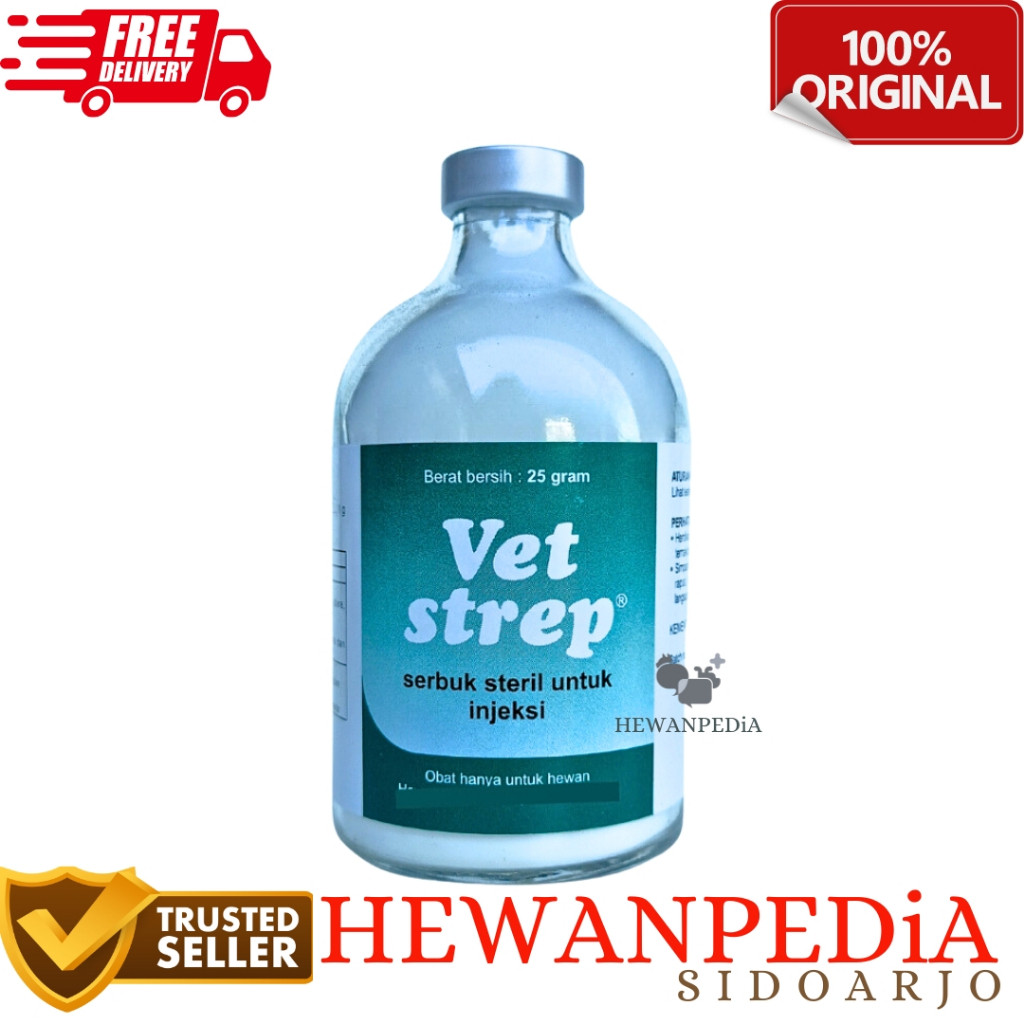VET STREP 25 gr VETSTREP Hewanpedia - Obat Hewan Mastitis Crd Pernafasan Ngorok Batuk Flu Hewanpedia