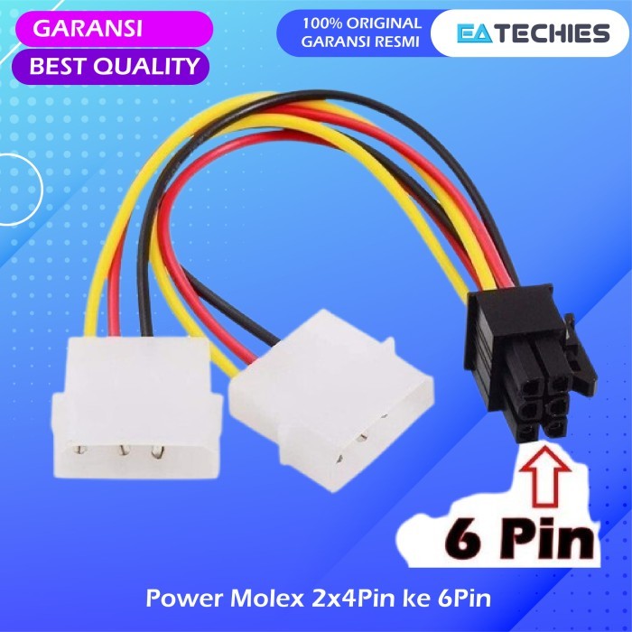 Kabel Converter Power Molex 2x 4 Pin to 6 Pin PCIe untuk VGA - 2x4Pin ke 6Pin