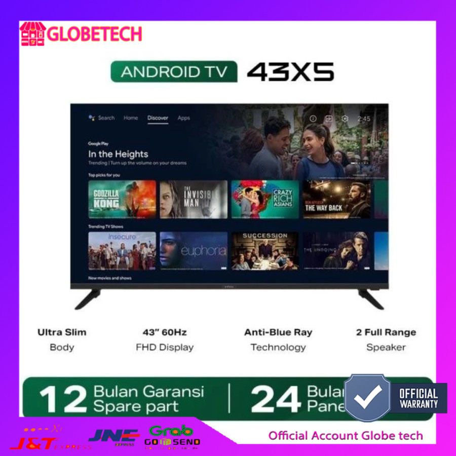 Infinix Smart Tv 43x5 | 43 inch | Dolby Audio | Android Tv | FHD Display Garansi resmi Free ongkir b