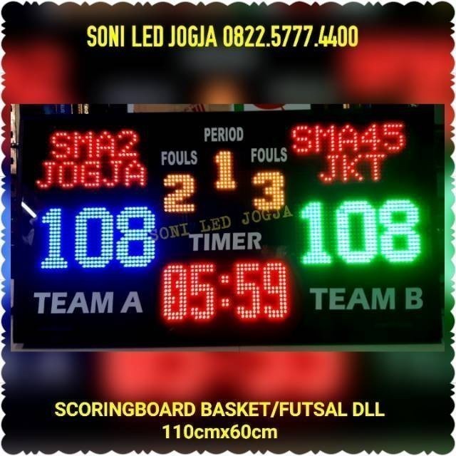 Scoreboard basket papanskor futsal + Nama tim digital papan skor led Papanskor Garansi 1th