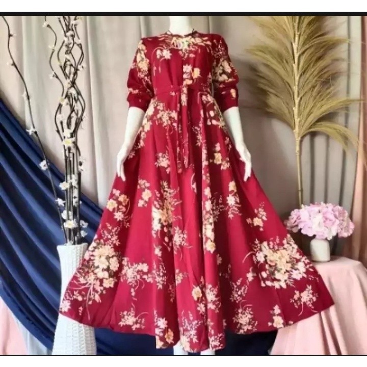 PROMO GAMIS SAKURA MAXY BAJU GAMIS MOTIF BUNGA SAKURA TERBARU | GAMIS WANITA