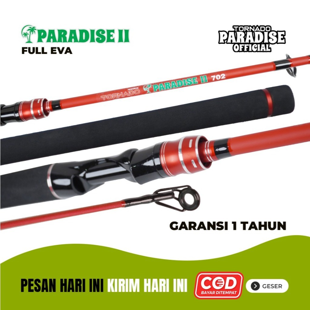 QE11 Tornado Paradise Joran Pancing Fiber Solid Paradise 2 II | Handle Full EVA | Garansi 1 Tahun