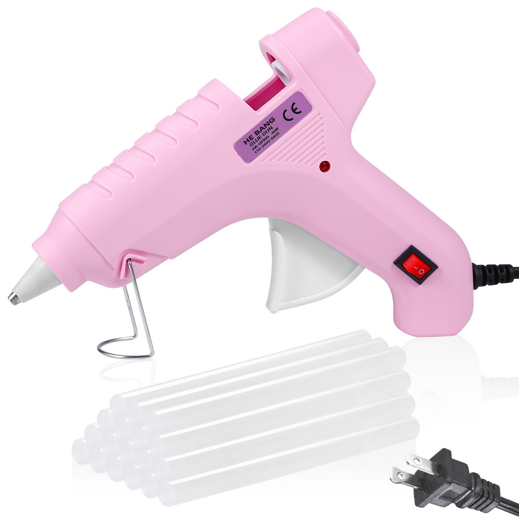 1pc 40W Pink Handmade Large Glue Gun Set With 30 Glue Sticks