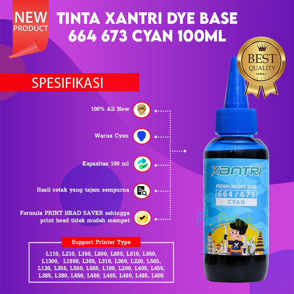 FixPrint Refill Tinta 664 Xantri Premium Dye Base L110 L120 L210 L220 L300 L310 L350 L355 L360 L365 