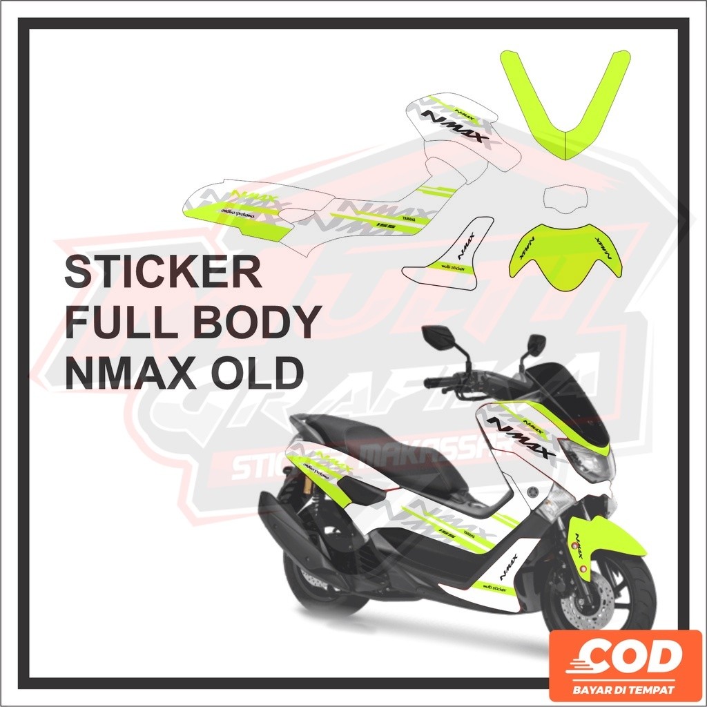 Stiker Motor YAMAHA NMAX OLD Full Body Sticker NMAX Lama Warna Hijau Putih Request Nama dan COD