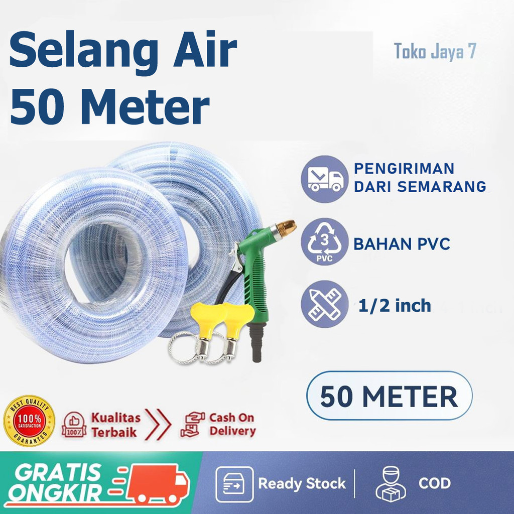 SELANG AIR 50 METER 1 ROL / SELANG AIR 1/2 INCH / SELANG AIR SERAT BENANG TRANSPARAN TEBAL COD