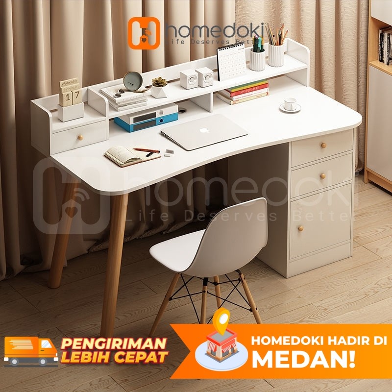 Homedoki Meja Kerja Komputer / Meja Rias Kayu / Meja Belajar Murah / Meja Belajar Kayu