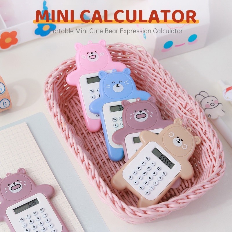 

FLKS Kalkulator Mini Motif Beruang 8 Digit Portable Lucu Travel Tombol Karet Untuk Sekolah Warna Unik & Menarik