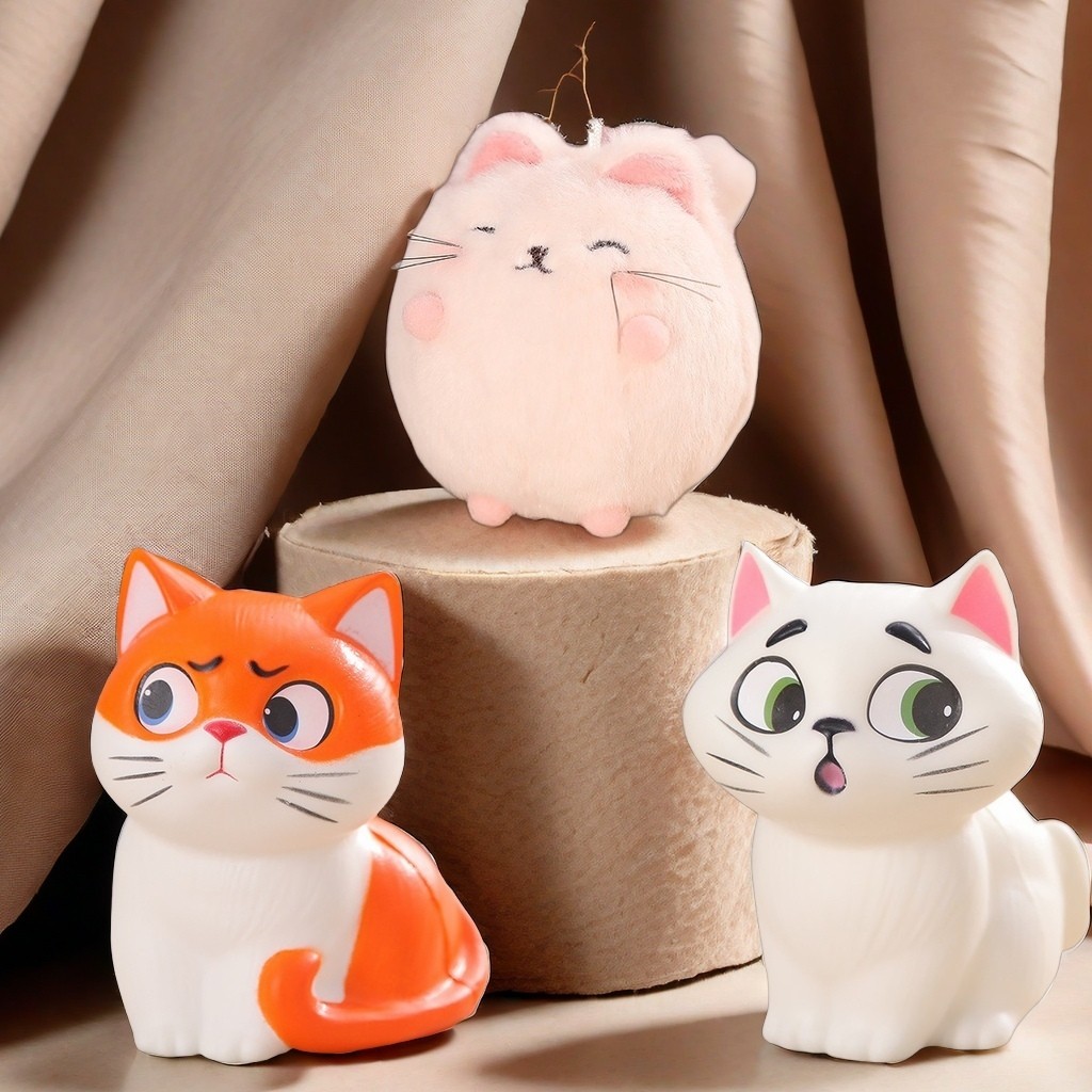 

1 pc Pink cat| backpack pendant doll|slow rebound cat pinch fun|small stress relief toys|simulated cartoon cat office ornaments