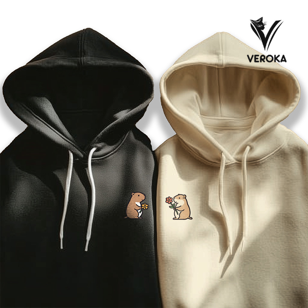 Veroka - Hoodie Couple Pasangan Motif Tupai Pria Wanita Jumbo M - 5XL