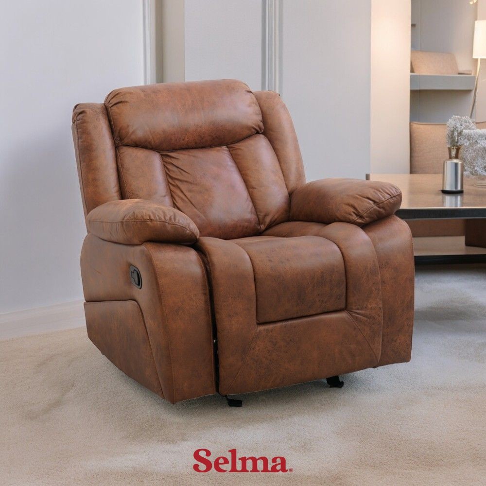 Selma Norton Sofa Recliner Rocking Fabric 1 Seater - Cokelat Tempat Duduk Rebahan Sofa Santai Ruang 