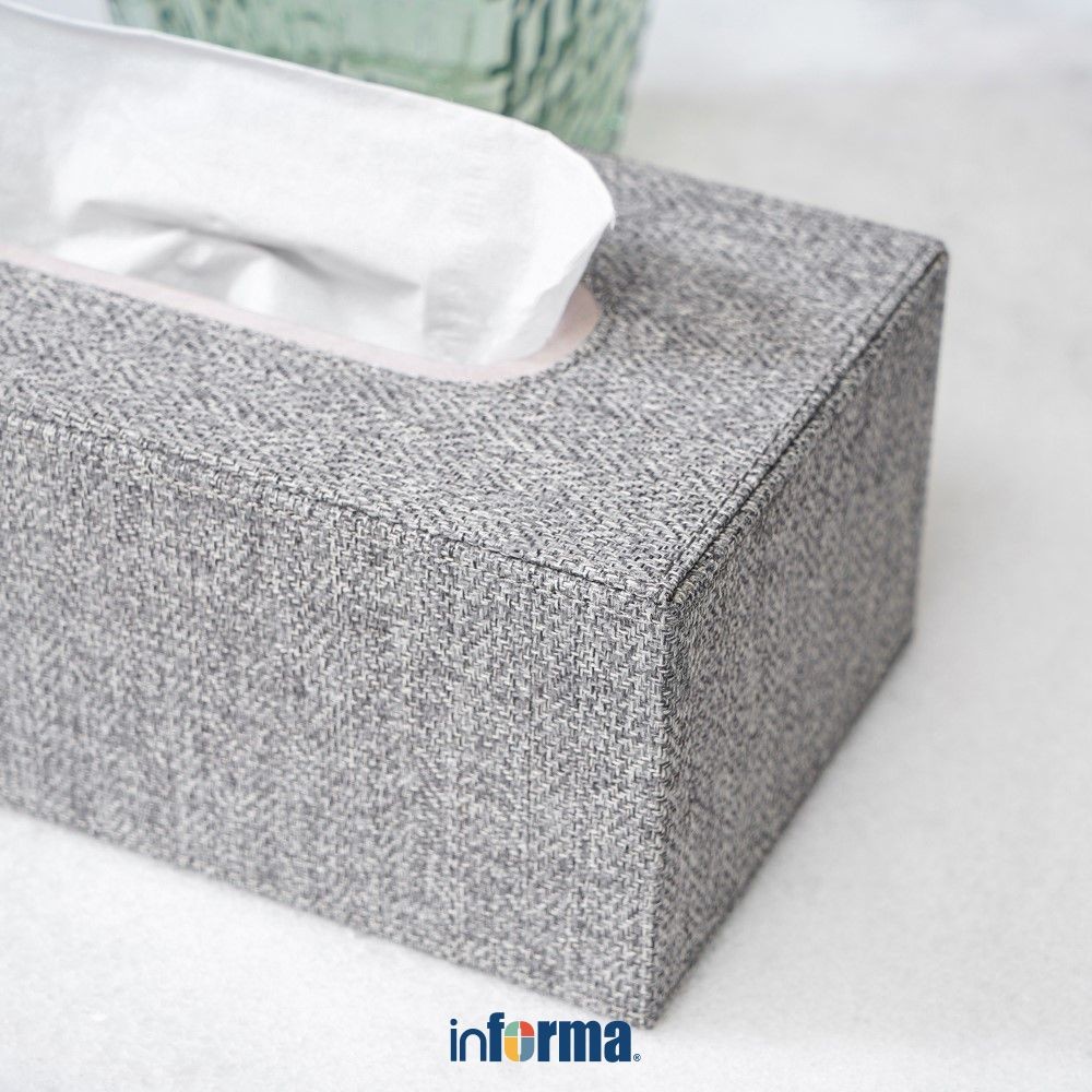 Informa Tempat Tisu Kulit 25.3x13.4x9.9 cm - Abu-Abu Tissue Box Holder Aesthetic Wadah Penyimpanan T