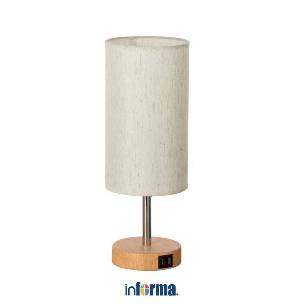 Informa Felton Lampu Meja Rechargeable - Krem/Kayu Decorative Table Lamp Lampu Dekorasi Meja Serbagu