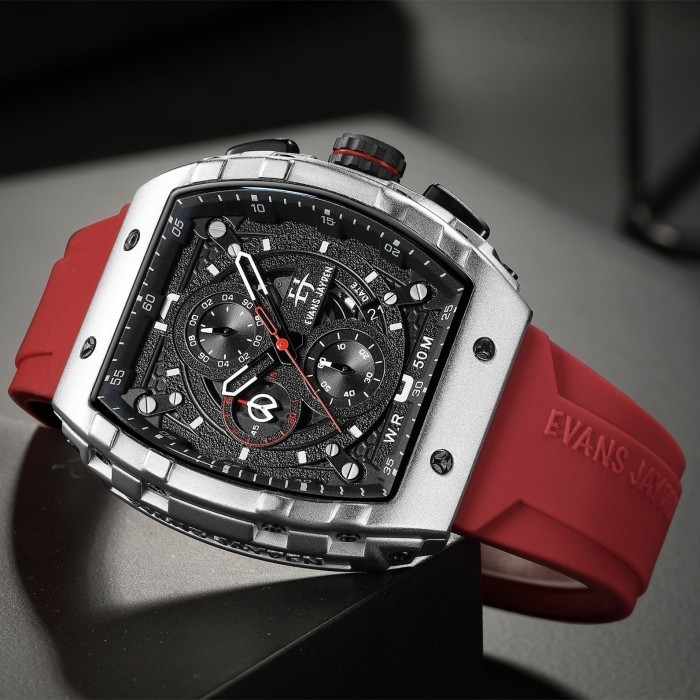 ✔Q.LnS✔ - PASTI READY BUY 1 GET 1..JAM TANGAN PRIA EVANS JAYDEN ORIGINAL 9554-1 - Merah, 4.5