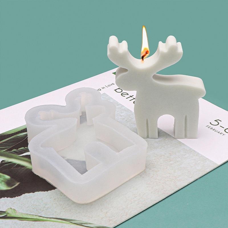 

Reindeer Silicone Candle Molds Christmas Tree Gingerbread Man Scented Candle Making Supplies DIY Soaps Mould Home Decor